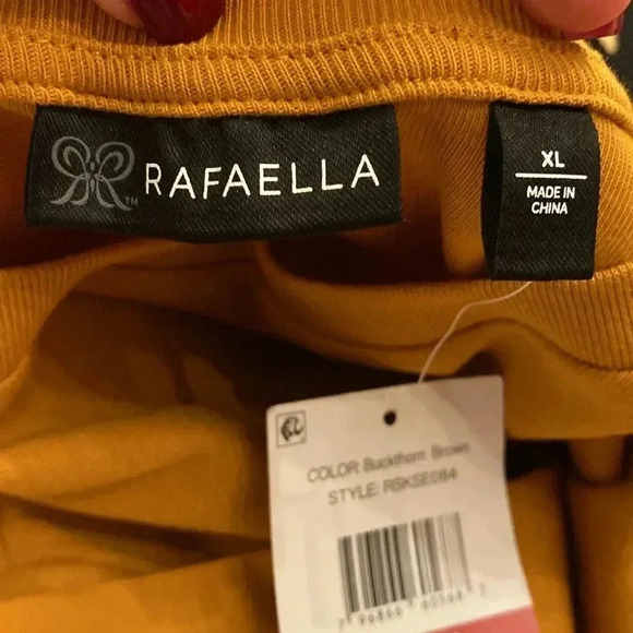 Women’s Long Sleeve Cotton Crew Neck Tee Accent Buttons Gold Burnt Orange NEW xl - Picture 13 of 15